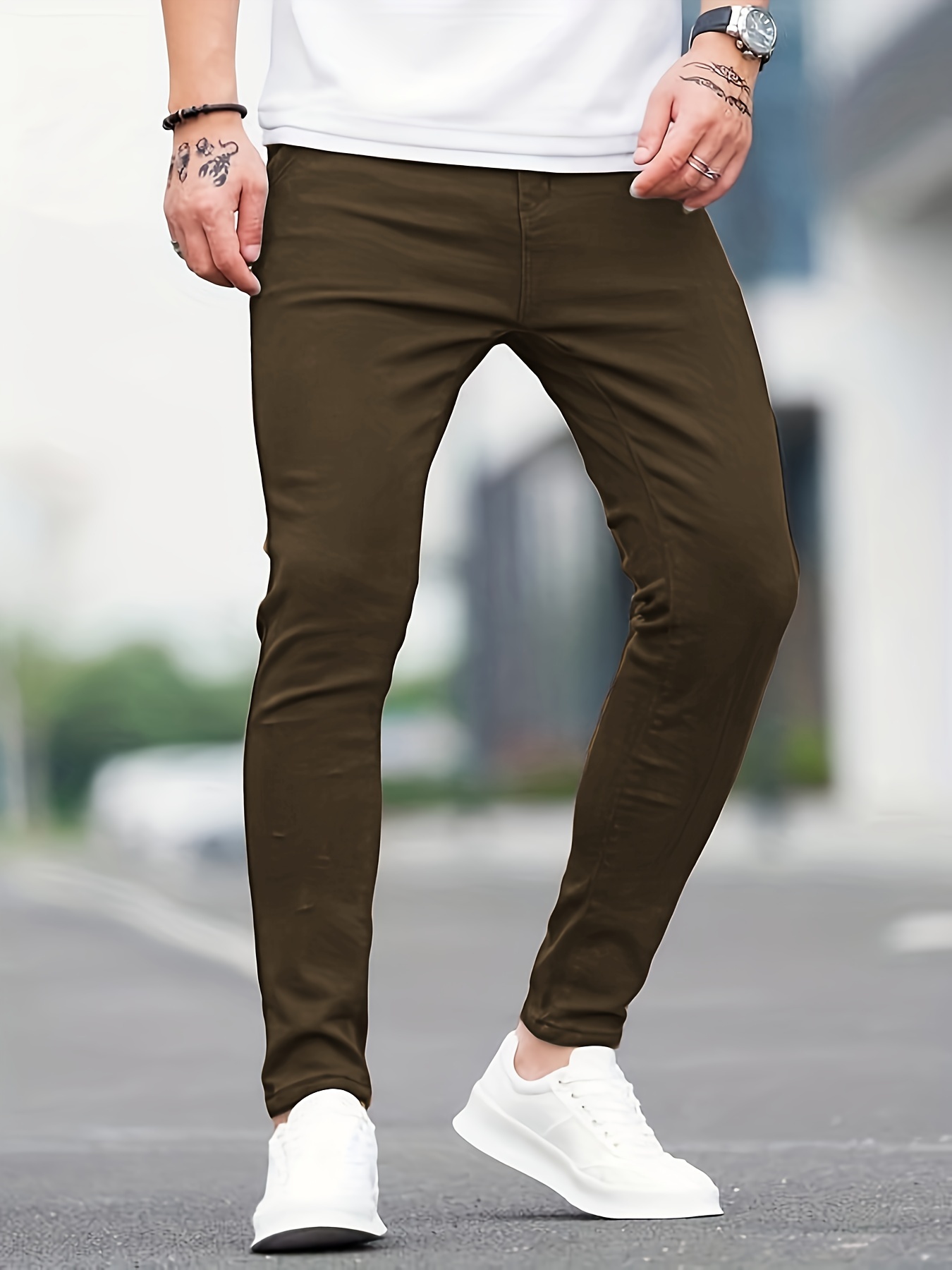 slim fit all match jeans mens casual street style medium stretch denim pants for all seasons details 3