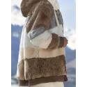 Faux Fur Hooded Drawstring Jacket, Casual Long Sleeve Jacket For Fall & Winter, Women's Clothing