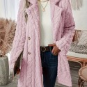 Solid Color Zipper Front Jacket, Casual Lapel Neck Long Sleeve Fuzzy Jacket For Winter, Women's Clothing