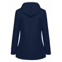 Drawstring Hooded Trench Coat, Casual Zip Up Long Sleeve Versatile Outerwear, Women's Clothing