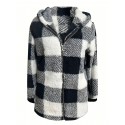 Plaid Print Hooded Jacket, Casual Long Sleeve Warm Zip Up Outerwear, Women's Clothing