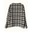 Plaid Pattern Jacket, Elegant Crew Neck Open Front Long Sleeve Outerwear, Women's Clothing