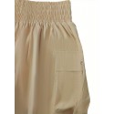 Ruched Solid Cargo Pants, Elegant High Waist Drawstring Pants With Pockets, Women's Clothing