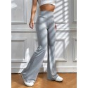 Solid Elastic Flare Leg Pants, Casual Loose Pants For Spring & Fall, Women's Clothing