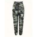 Camo Print Drawstring Baggy Joggers, Casual Hiogh Waist Pants For Spring & Fall, Women's Clothing