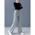 Solid Drawstring Straight Leg Sweatpants, Casual High Waist Loose Pants, Women's Clothing