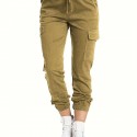 Y2K Solid Drawstring Cargo Pants, Casual Elastic Waist Long Length Pants With Pockets, Women's Clothing