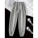 Solid Drawstring Pocket Joggers, Casual Elastic Waist Pants, Women's Clothing