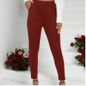 Black Skinny Cigarette Pants, High Waist Beltless Semi Stretch Pants, Elegant Bottoms For Work, Women's Clothing