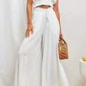 Women's Wide Leg Palazzo Pants, Flowy Ruffle Solid Pants, Women's Clothing