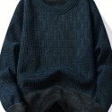 All Match Knitted Sweater, Men's Casual Warm Slightly Stretch Crew Neck Pullover Sweater For Men Fall Winter