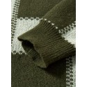 Men's Checkerboard Knitted Sweater - Warm And Stretchy Casual Pullover For Fall And Winter