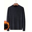 Thermal Knitted Cable Jacquard  Sweater, Men's Casual Warm Slightly Stretch Crew Neck Pullover Sweater For Men Fall Winter