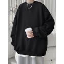 Men's Stylish Solid Knitted Pullover, Casual Breathable Long Sleeve Crew Neck Top For City Walk Street Hanging Outdoor Activities