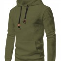 Waffle Cool Hoodies For Men, Men's Casual Solid Pullover Hooded Sweatshirt With Kangaroo Pocket Streetwear For Winter Fall, As Gifts