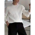 Men's Fashion Long Sleeve Solid Knitted Sweater, Men's Pullover For Autumn Winter