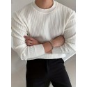 Men's Fashion Long Sleeve Solid Knitted Sweater, Men's Pullover For Autumn Winter