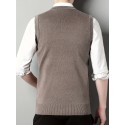 Men's V-neck Cable Casual Sleeveless Knitted Sweater Vest, Men's Clothing For Autumn Winter