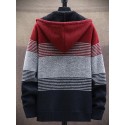 Men's Full Zip Up Casual Fleece Lined Hooded Cardigan, Regular Fit Knitted Sweater Jacket Coat With Pockets For Winter Fall