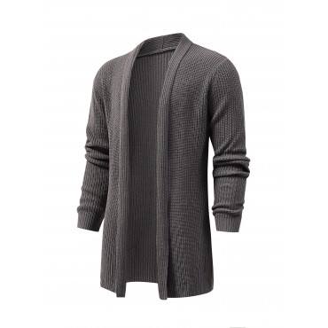 Elegant Slightly Stretch Knit Cardigan Coat, Men's Casual Vintage Style V Neck Sweater Cardigan For Fall Winter