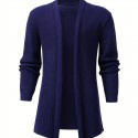 Elegant Slightly Stretch Knit Cardigan Coat, Men's Casual Vintage Style V Neck Sweater Cardigan For Fall Winter