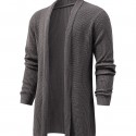 Elegant Slightly Stretch Knit Cardigan Coat, Men's Casual Vintage Style V Neck Sweater Cardigan For Fall Winter