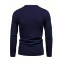 All Match Knitted PARIS Pattern Sweater, Men's Casual Warm Mid Stretch Crew Neck Pullover Sweater For Men Fall Winter