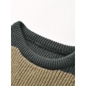 Trendy Men's Color Block Knitted Sweater - Warm And Comfortable Loose Pullover For Stylish Men