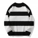 Trendy Men's Color Block Knitted Sweater - Warm And Comfortable Loose Pullover For Stylish Men