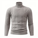 Men's Plain Turtleneck Sweater, Trendy High Stretch Fashion Comfy Thermal Tops