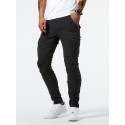 Men's Casual Multi Pocket Jeans, Street Style Medium Stretch Denim Pants