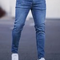 Slim Fit Distressed Jeans, Casual Street Style Medium Stretch Denim Pants