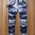 Slim Fit Chic Jeans, Men's Casual Street Style Tie Dye Medium Stretch Denim Pants