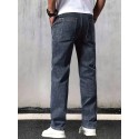 Loose Fit Straight Leg Jeans, Men's Casual Street Style Multi Pocket Denim Pants For All Seasons