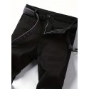 Men's Semi-formal Jeans, Classic Design Straight Leg Regular Jeans For Business