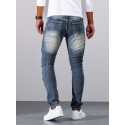 Men's Casual Vintage Style Denim Pants, Street Style Skinny Biker Jeans