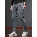 Men's Casual Warm Fleece Jeans For Fall Winter Business