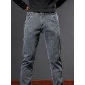 Men's Casual Warm Fleece Jeans For Fall Winter Business