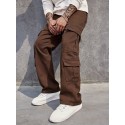 Men's Loose Fit Multi Pocket Jeans, Casual Street Style Cargo Jeans