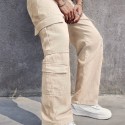 Men's Loose Fit Multi Pocket Jeans, Casual Street Style Cargo Jeans