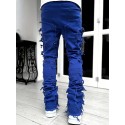 Creative Tassels Decoration Straight Fit Jeans, Men's Casual Medium Stretch Street Style Denim Pants For All Seasons