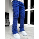 Creative Tassels Decoration Straight Fit Jeans, Men's Casual Medium Stretch Street Style Denim Pants For All Seasons