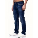 Men's Slim Fit Chic Biker Jeans, Men's Casual Street Style Distressed Medium Stretch Denim Pants