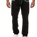 Men's Slim Fit Chic Biker Jeans, Men's Casual Street Style Distressed Medium Stretch Denim Pants