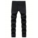 Men's Fashion Ripped Skinny Mid Stretch Jeans Slim Fit Denim Pants With Pockets