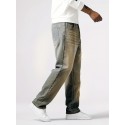 Men's Casual Loose Fit Jeans, Street Style Straight Leg Denim Pants