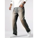 Men's Casual Loose Fit Jeans, Street Style Straight Leg Denim Pants