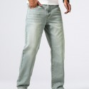 Men's Casual Loose Fit Jeans, Street Style Straight Leg Denim Pants