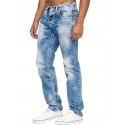 Men's Casual Slim Fit Stretch Jeans, Chic Street Style Distressed Denim Pants