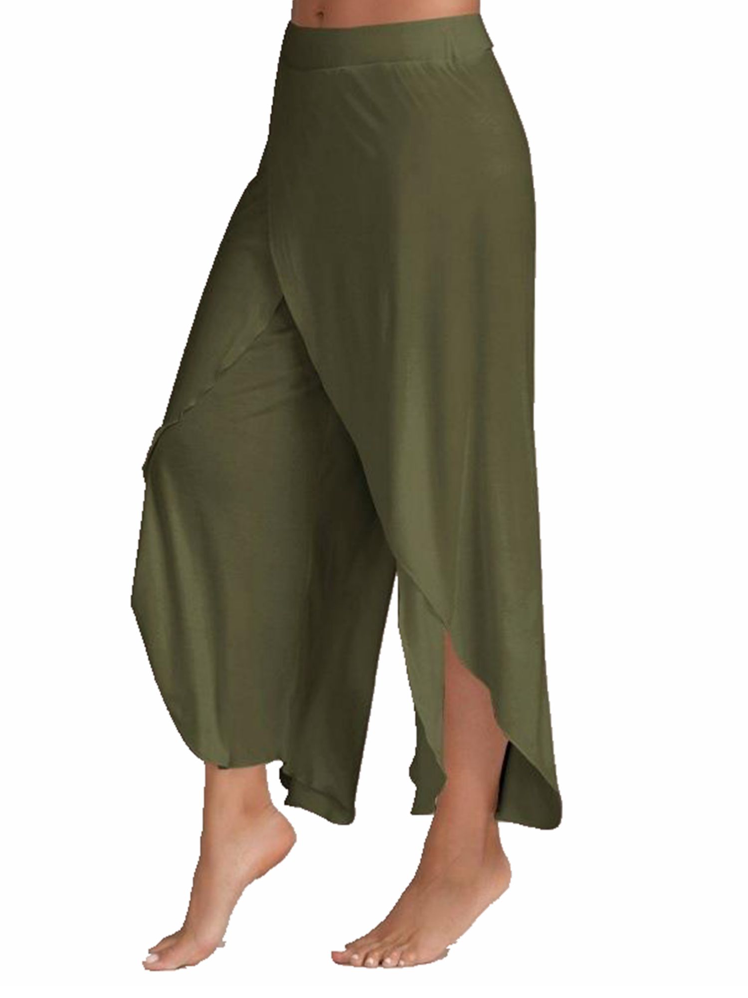 y2k womens pants solid casual high slit flowy layered fashion loose wide leg pants details 7